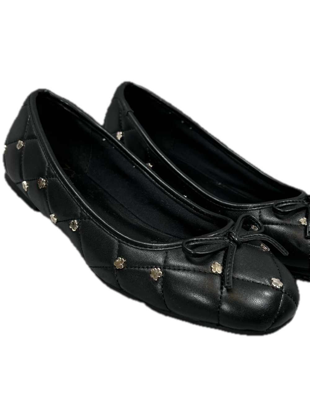 Ted Baker London Black Libban Quilted Leather Studded Ballet Flats Size 37